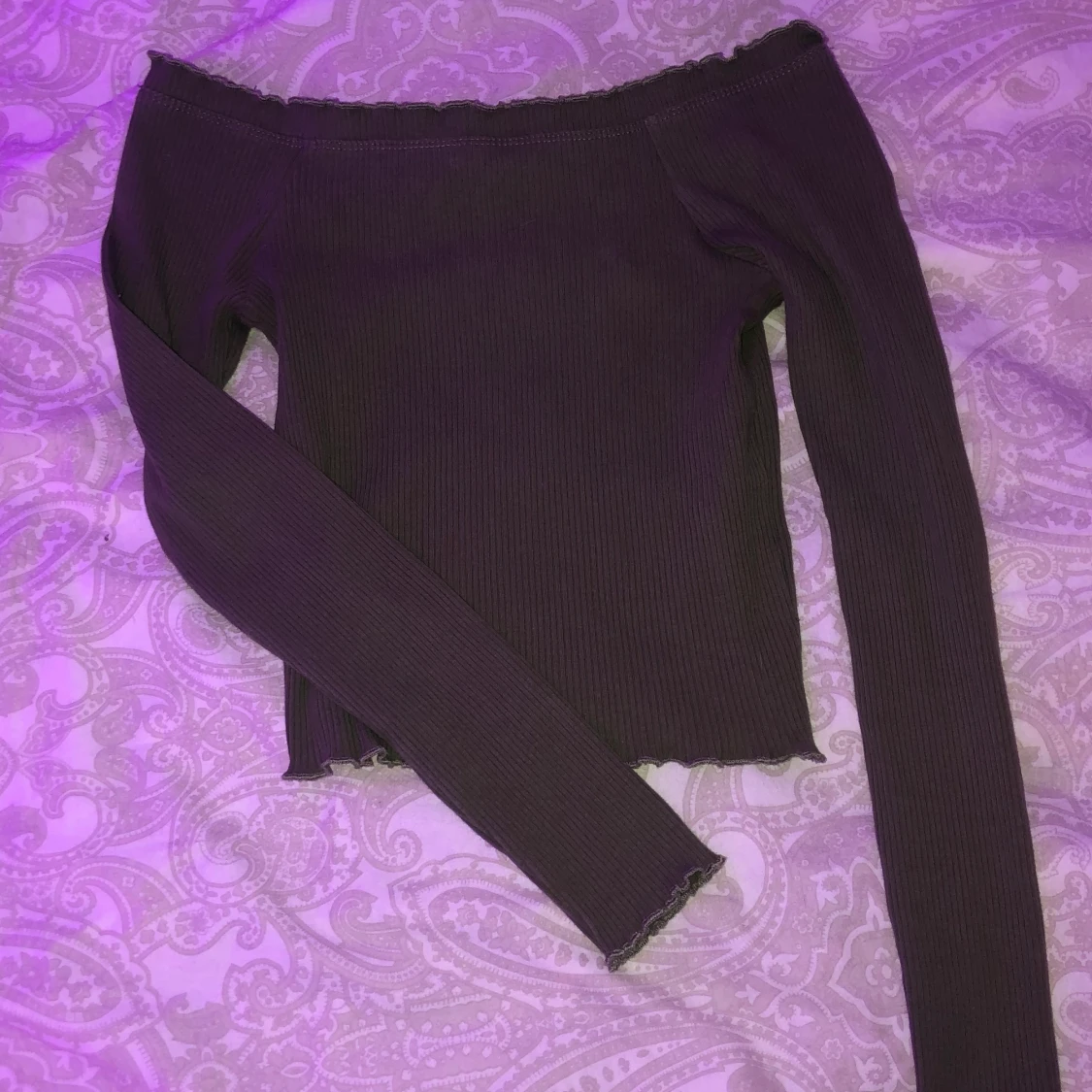 GinaTricot grön off shoulder topp strl S