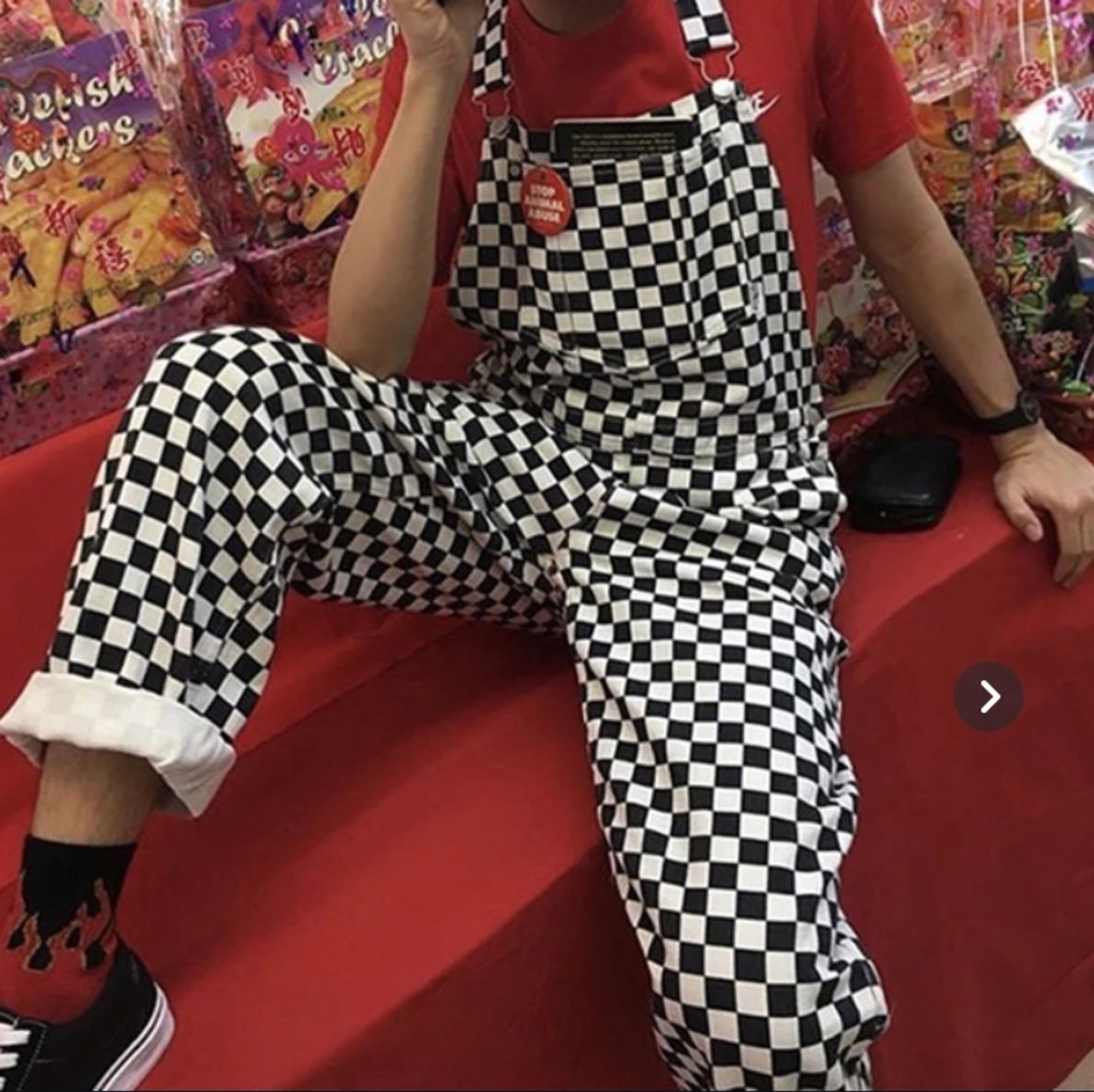 rutiga hängselbyxor 