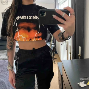  - En cool kortare t-shirt.  Strl S, man kan även ha en snygg spetstopp eller liknade under så täcker man mer hud om man så skulle vilja! 