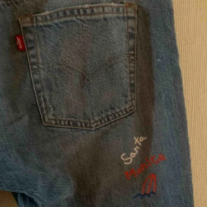  - Unika Levis byxor med coola sydda tryck. Vet ej storlek men passar nog en S kanske M. Frakt med spårbar ingår i priset. 