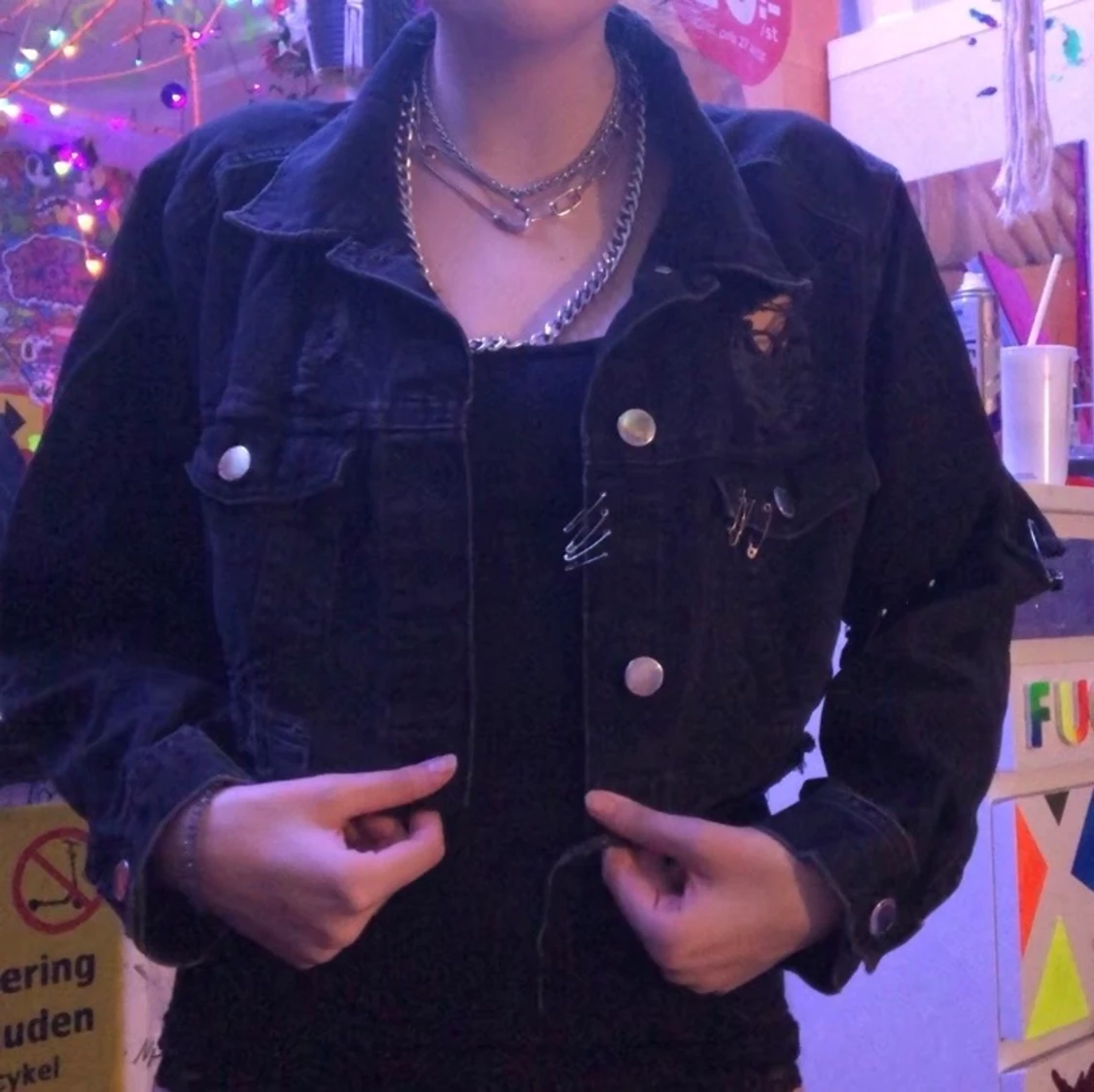 Svart jeansjacka  - 90