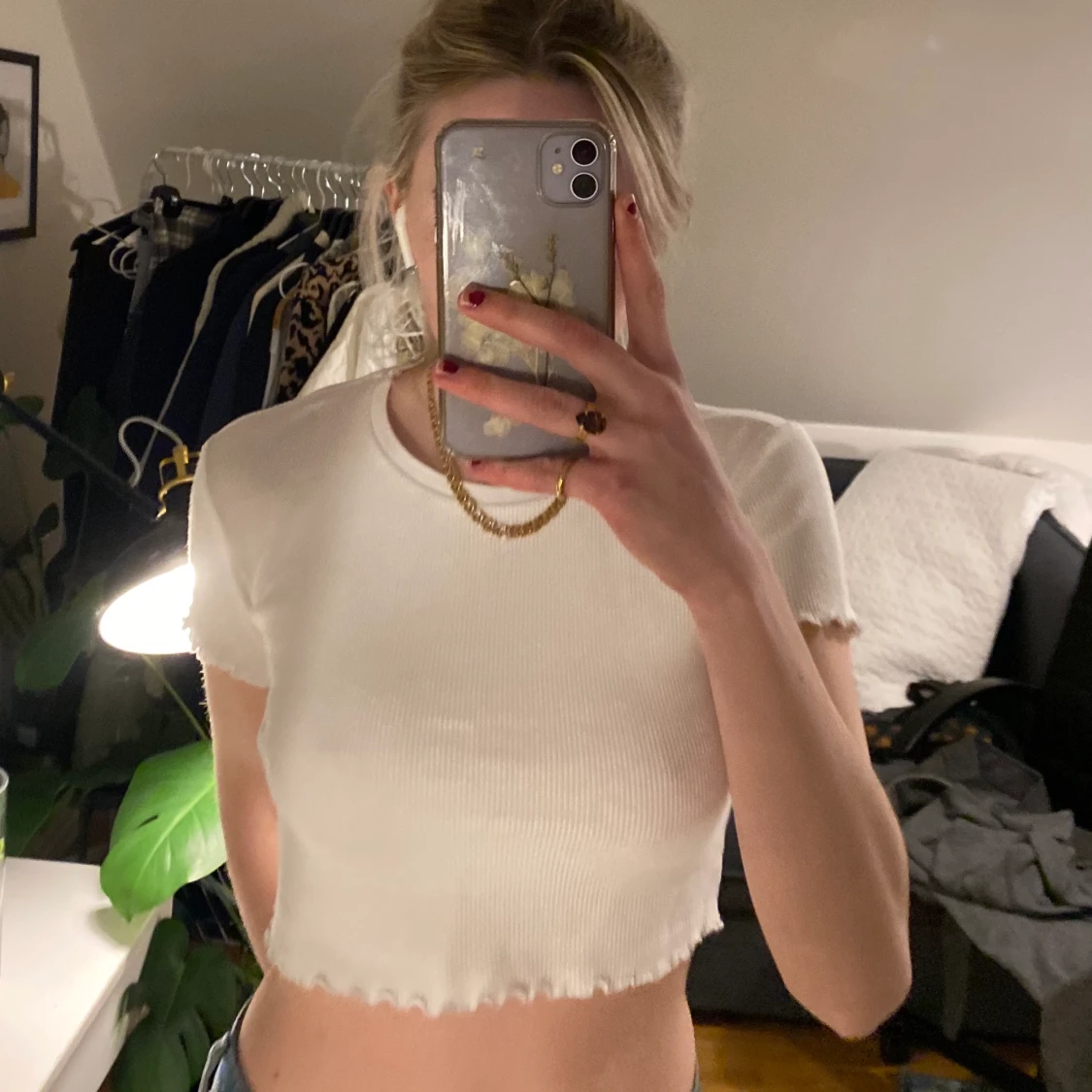 Vit ribbad t-shirt - 91