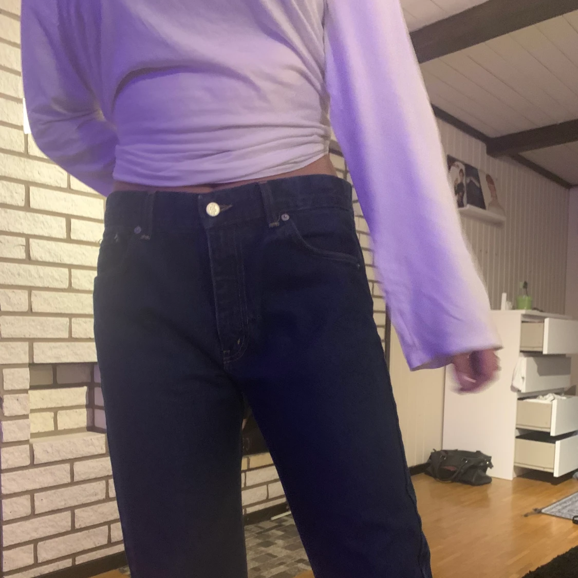 Mörblåa jeans  - 90