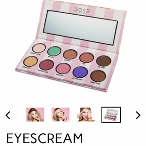  - Eyescream palett från DOSE of colors. Finns absolut inte i Sverige så jag fick beställa min direkt från deras hemsida där tull även tillkom. Allt som allt kostade paletten mig ca 900kr. Det är dock synd att låta den ligga och damma då jag aldrig använder den. Swatchat typ två färger och that's it. 