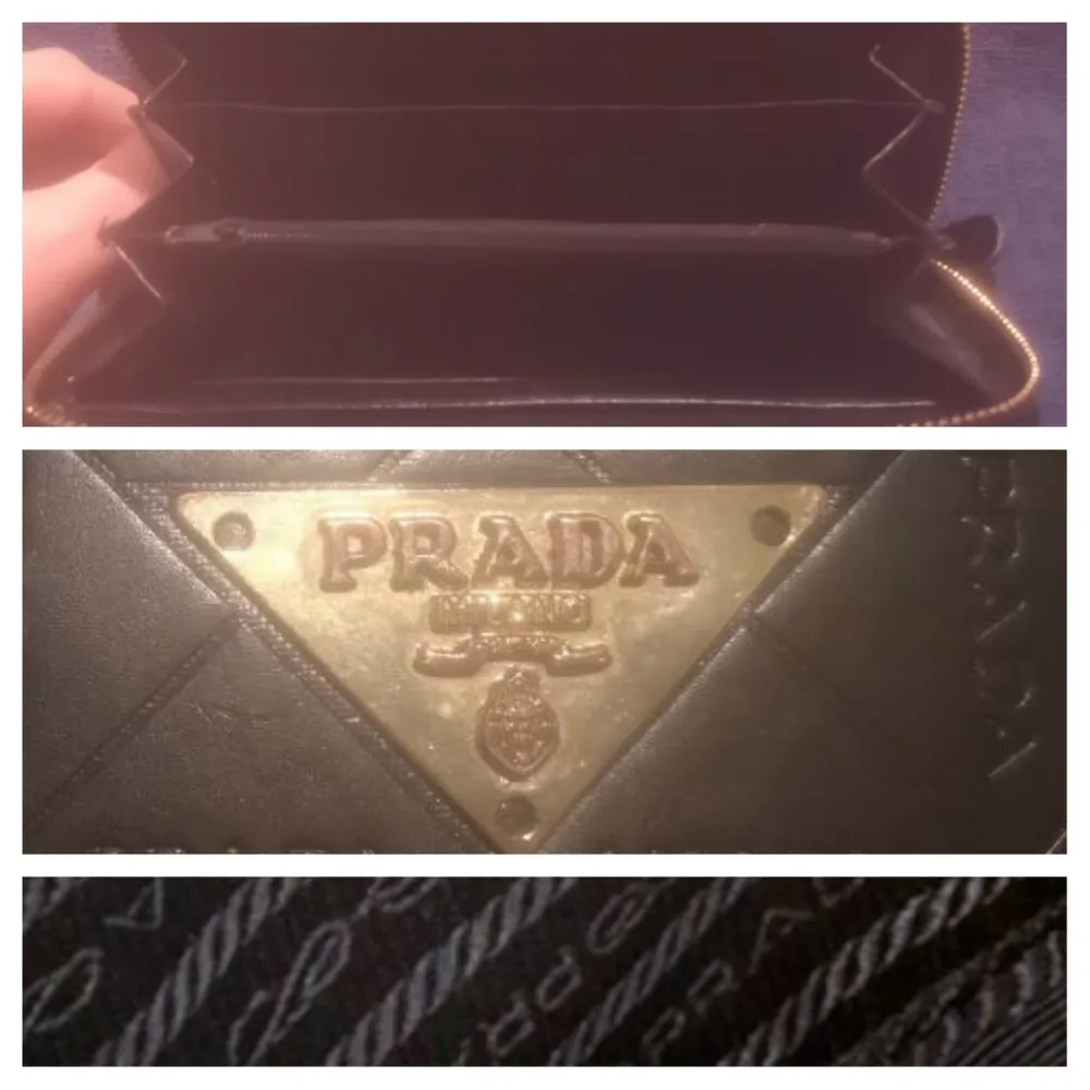 Prada plånbok/clutch svart med gulddetaljer.Vintage. FRAKTFRITT Vintage Plånbok/clutch från Prada fin kopia. Faux läder, dragkedja samt logga av guldmetall, märkt Prada Milano. PRADA inpräglat i 