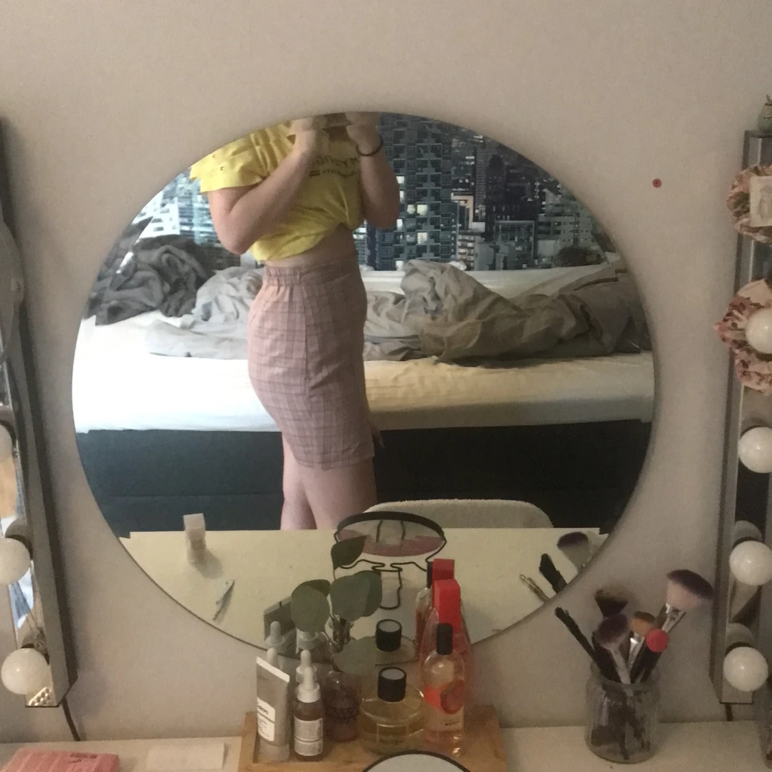 Rosa rutig kjol - 90