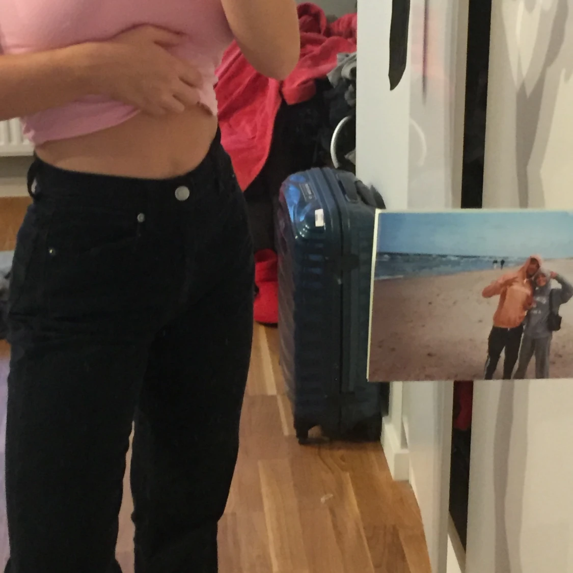 Raka svarta levis manchesterbyxor