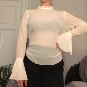  - Helt oanvänd blus med hög hals och långa utsvängda armar. Lite genomskinlig och så snygg! Köparen står för frakt:)