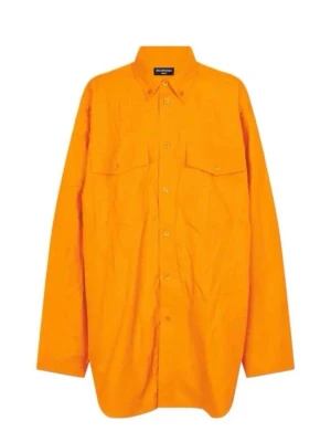 Balenciaga  - Balenciaga Summer 21 Oversized heavy cotton twill shirt/ overshirt with embroidered logo. Has two breast pockets and two side pockets  Unisex  Sz xs, fits very big  Unisex