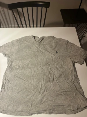 Grå t-shirt från Polo Ralph Lauren - Klassisk grå t-shirt från Polo Ralph Lauren med den ikoniska broderade loggan på bröstet. T-shirten har rund halsringning och korta ärmar. Tillverkad i mjuk bomull för en skön och avslappnad look.