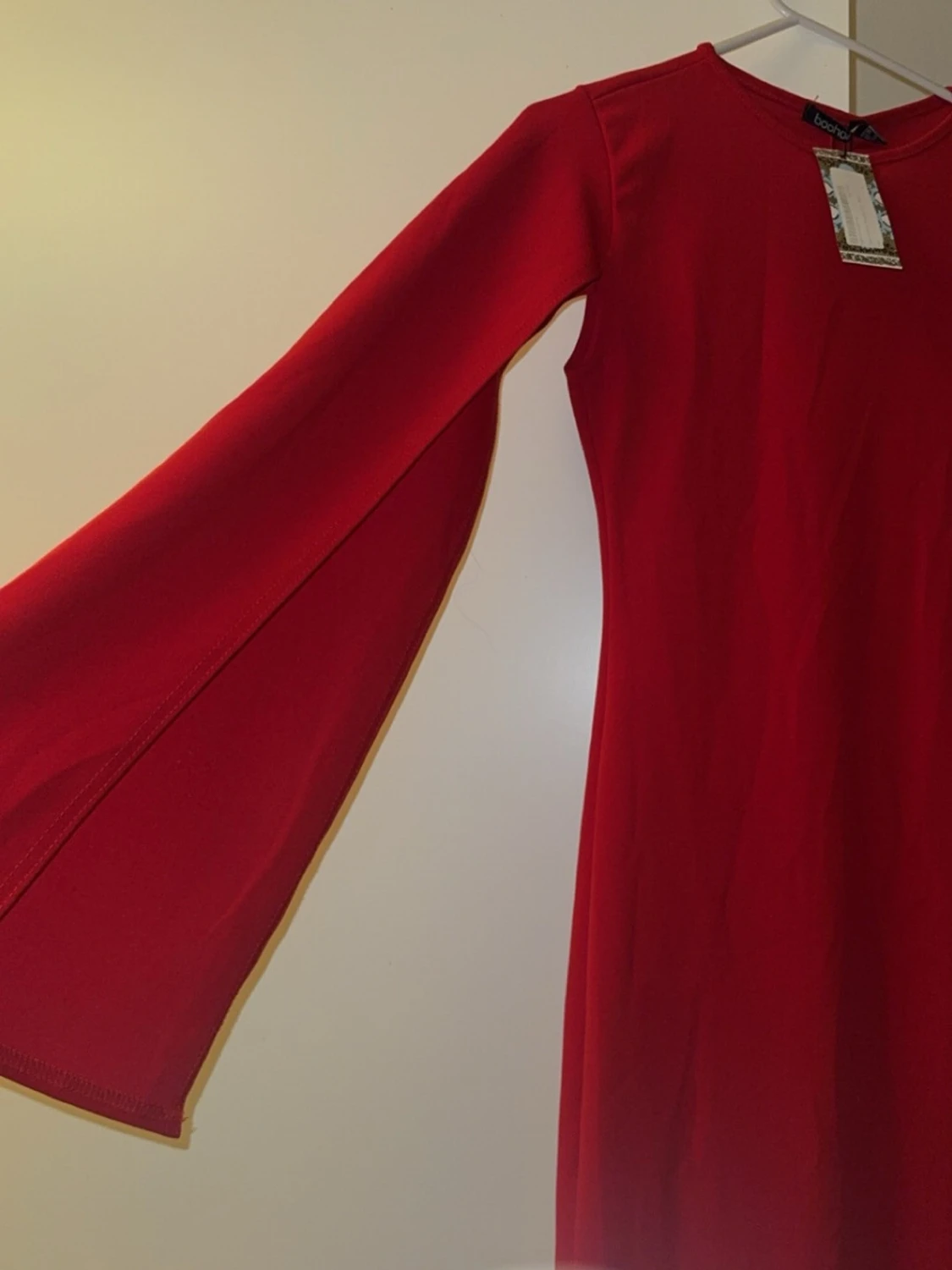 Röd långärmad klänning - 1