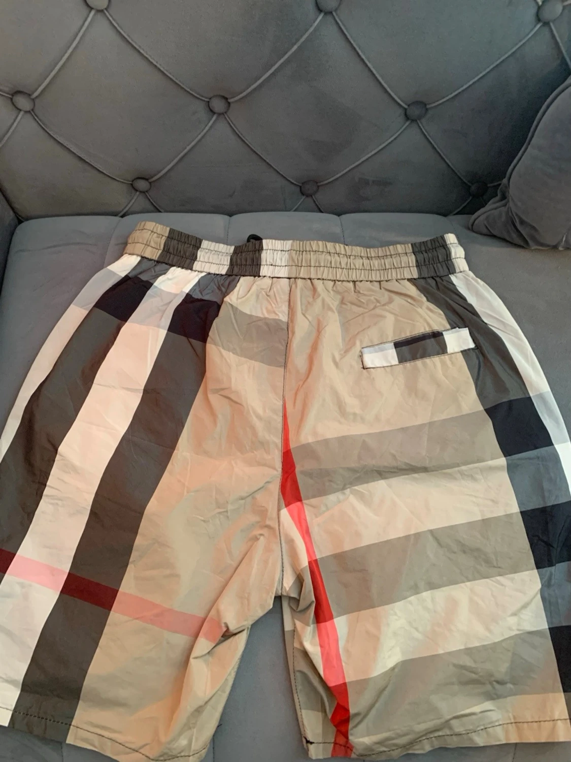 Rutig shorts med snörning - 1