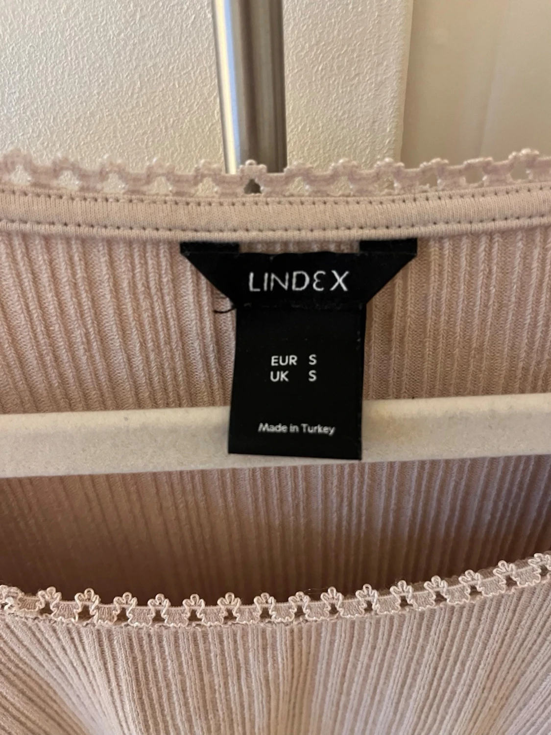 Beige ribbad långärmad topp - 2