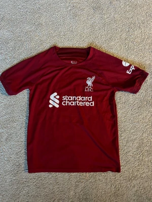 Liverpool matchtröja Darwin 27 - Snygg vinröd Liverpool matchtröja med tryck 'Darwin 27' på ryggen och klubbmärke på bröstet. Tröjan har korta ärmar, vita loggor och sponsortryck framtill. Perfekt för dig som älskar fotboll och vill stötta ditt lag på match eller träning.