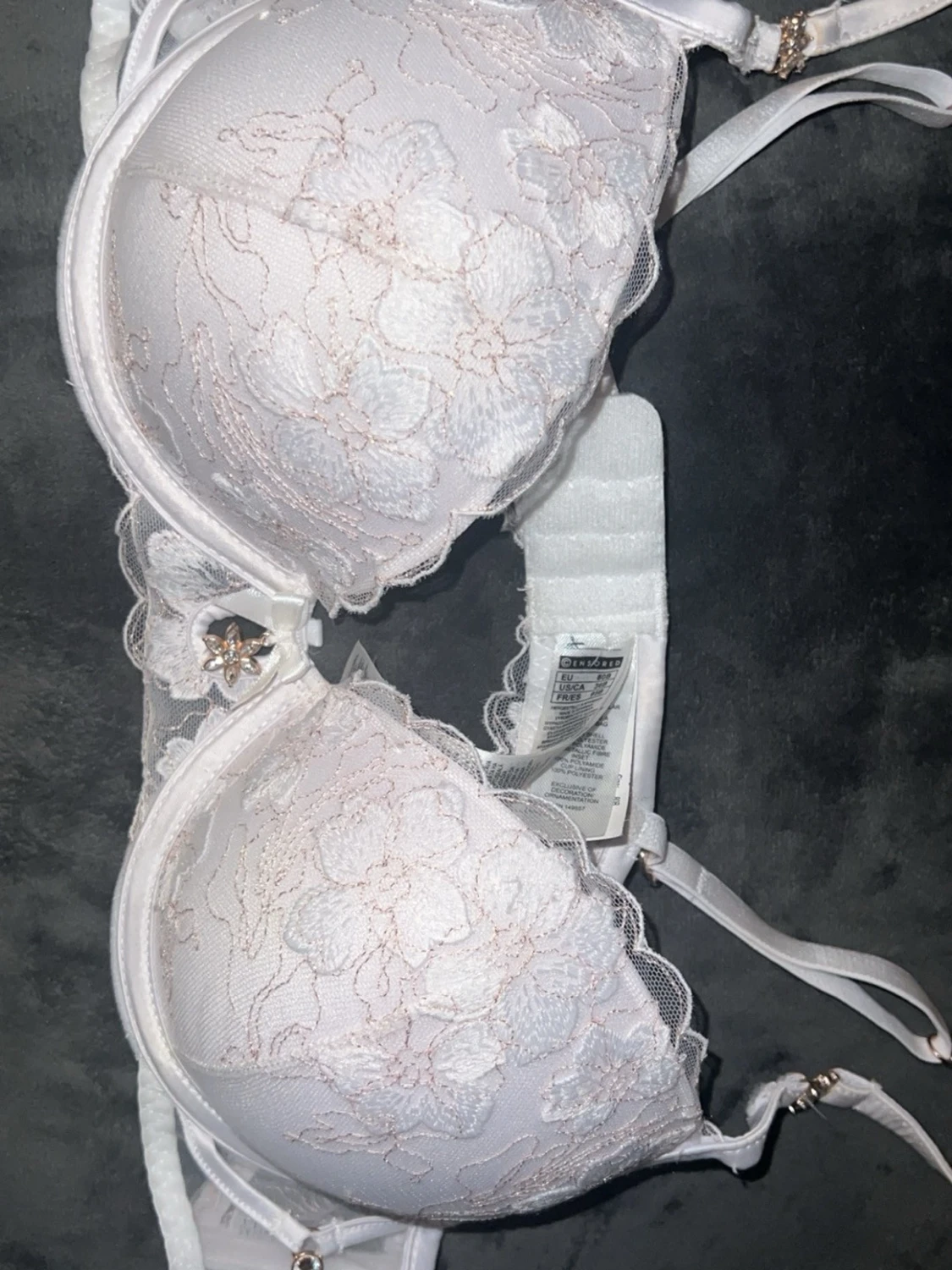 Vit push up spets-bh med blommönster, eu 80B