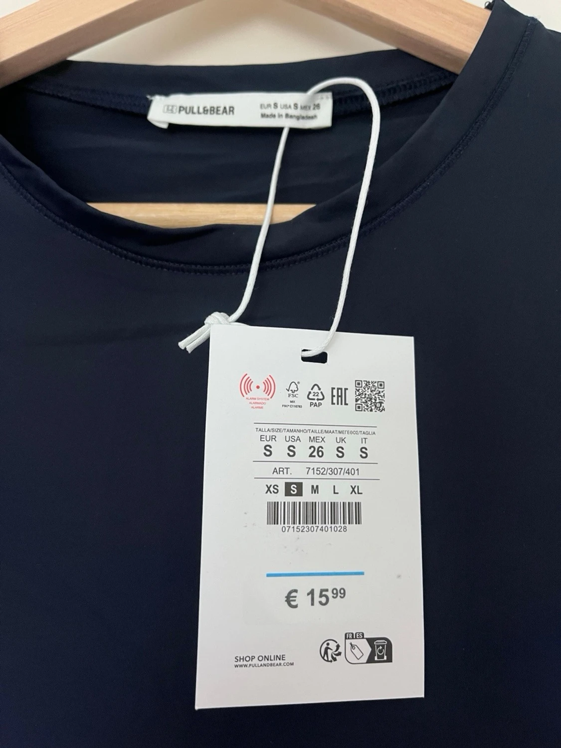 Mörkblå figursydd topp Pull&Bear - 1
