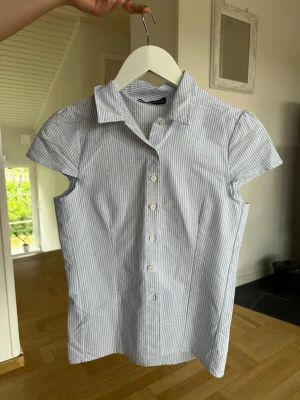 Blårandig kortärmad blus  - Snygg blus från Brandy Melville i storlek xs superfin till sommaren skriv gärna om det är något du undrar över. 🥰