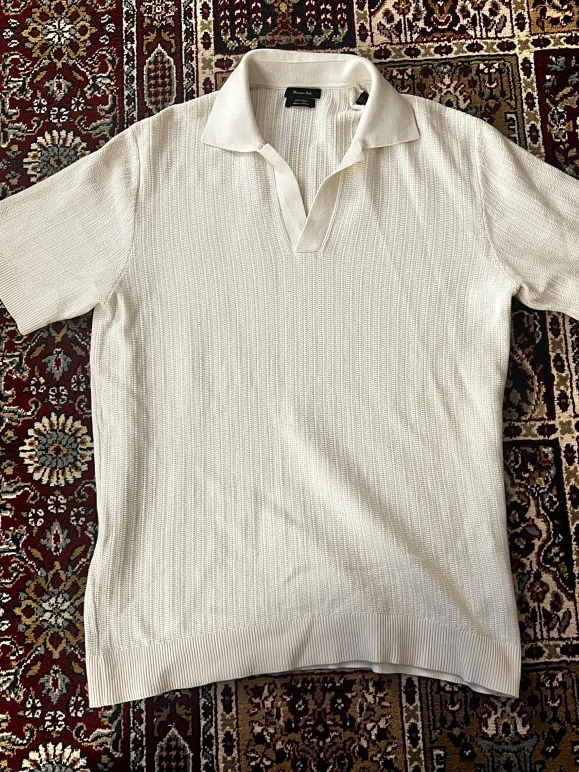 Vit stickad pikétröja från massimo dutti