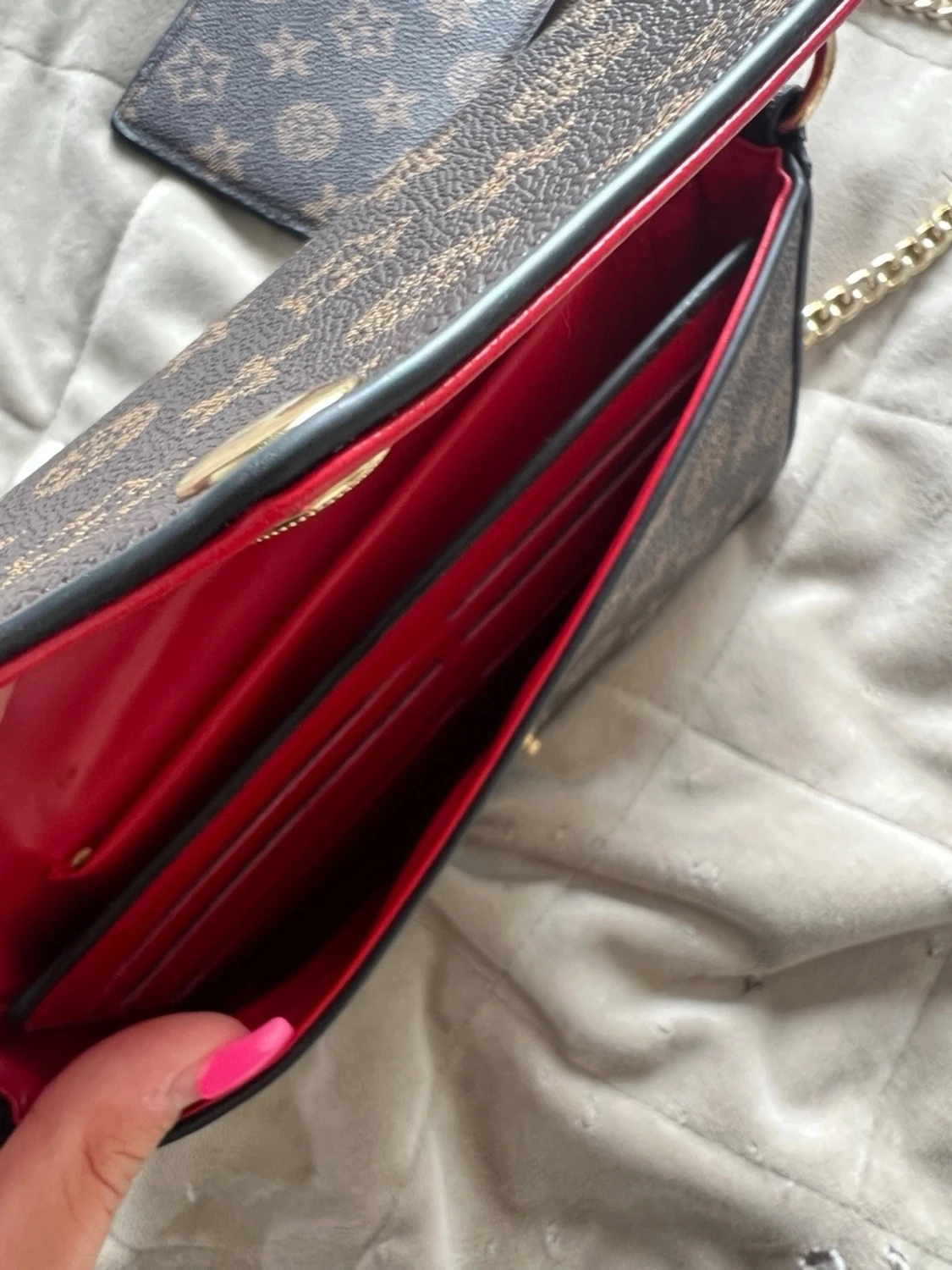 Brun vintage handväska med kedjerem - 2