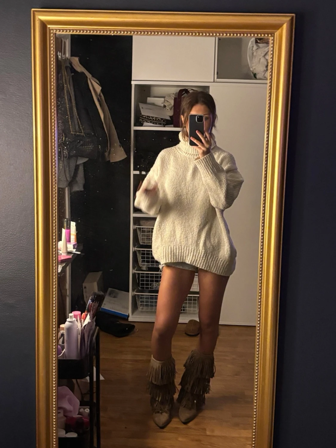 Oversized vit stickad polotröja från mango  - 2