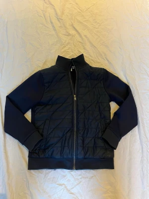 Marinblå cardiganjacka från BOSS - Snygg marinblå cardiganjacka från BOSS med quiltad framsida och mjuka ärmar. Jackan har dragkedja framtill, ståkrage och två fickor. Perfekt för lager på lager och ger en stilren look till vardagsoutfiten.