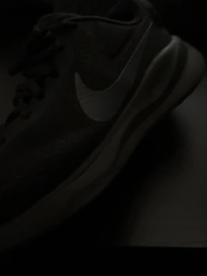 Svarta Nike löparskor - Säljer ett par svarta Nike löparskor med klassisk svart swoosh på sidan. Skorna har snörning och en bekväm, dämpad sula som passar perfekt för träning eller promenader. Ovandelen är i meshmaterial för bra ventilation och komfort. Perfekt om du gillar den där black on black looken! Skorna är använda men i gott skick! Fraktar samma dag eller dagen efter!😄😄