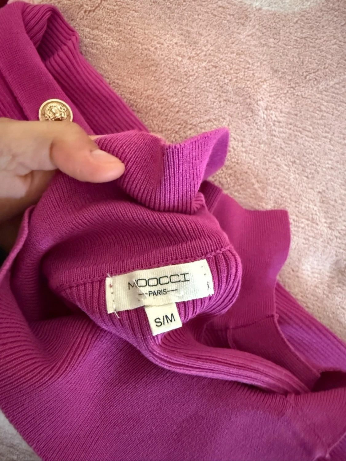 Långärmad rosa ribbad klänning - 2