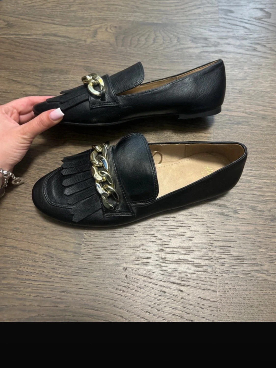 Svarta loafers med guldkedja H&M - 2