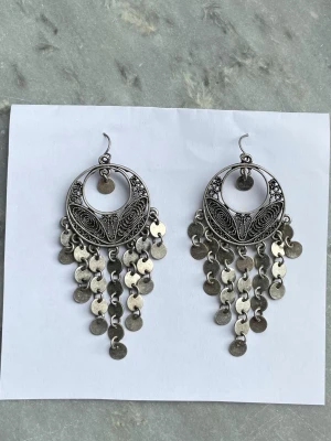 Silverfärgade örhängen - Silverfärgade örhängen med platta berlocker💕