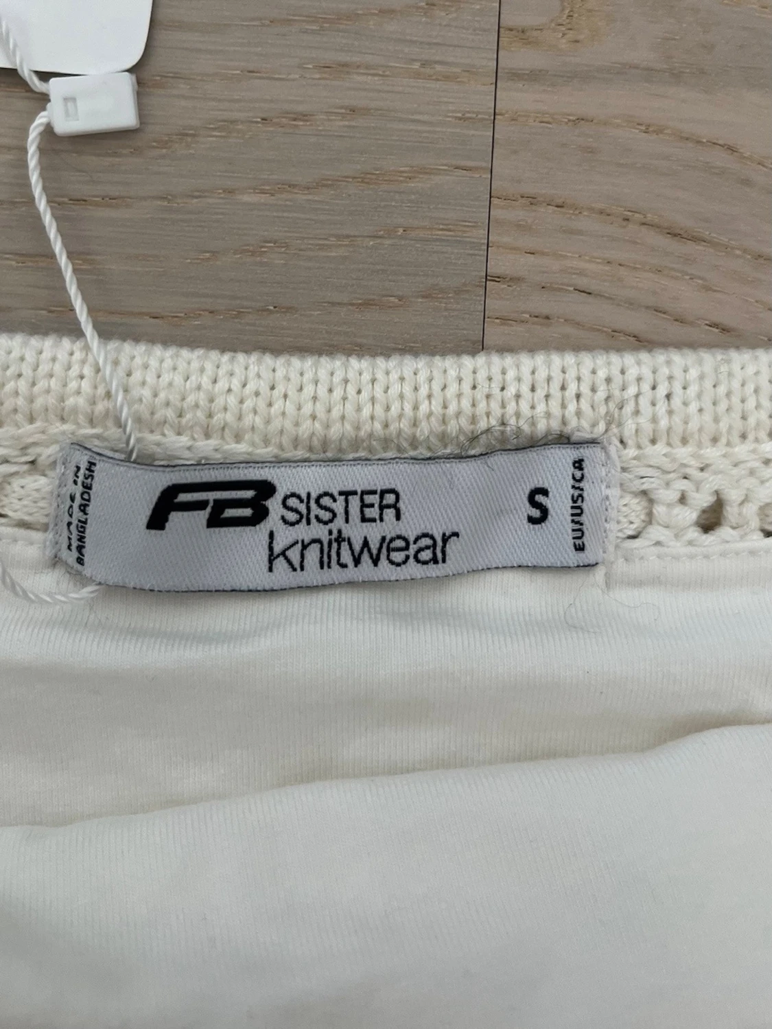 FB sister knitwear topp, vit/beige, S - ny med prislapp - 2