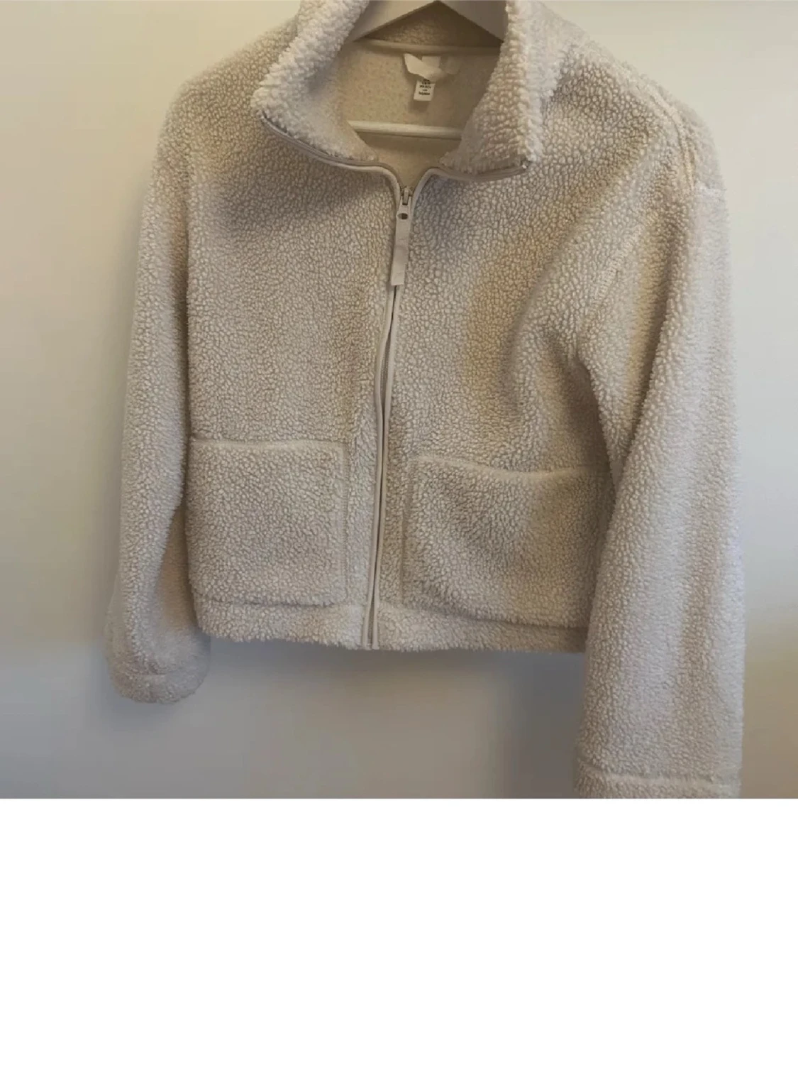 Beige teddyjacka med dragkedja