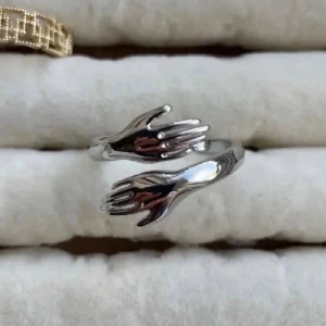 Silvrig ring med handmotiv - Justerbar 