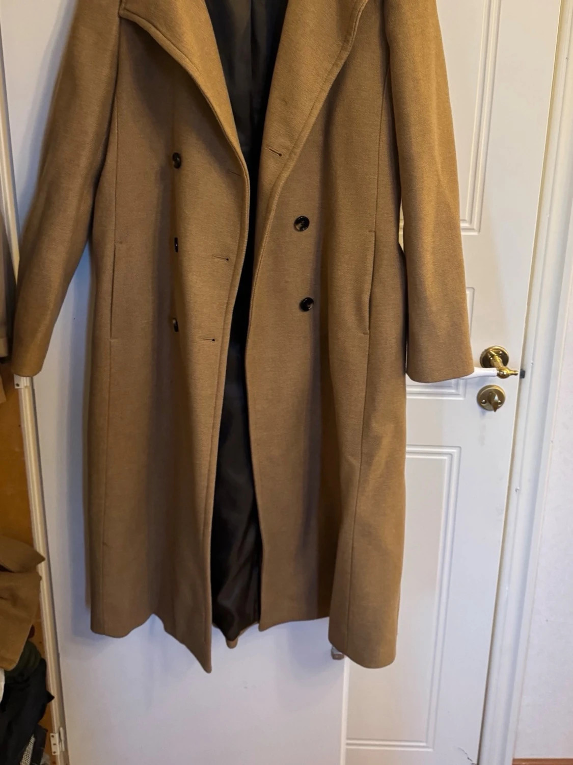 Mango kamelbrun lång rock med knytskärp - 1