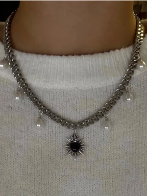 Halsband - Längd 43-48 cm  Kedjestorlek 7mm Rostfritt stål💕