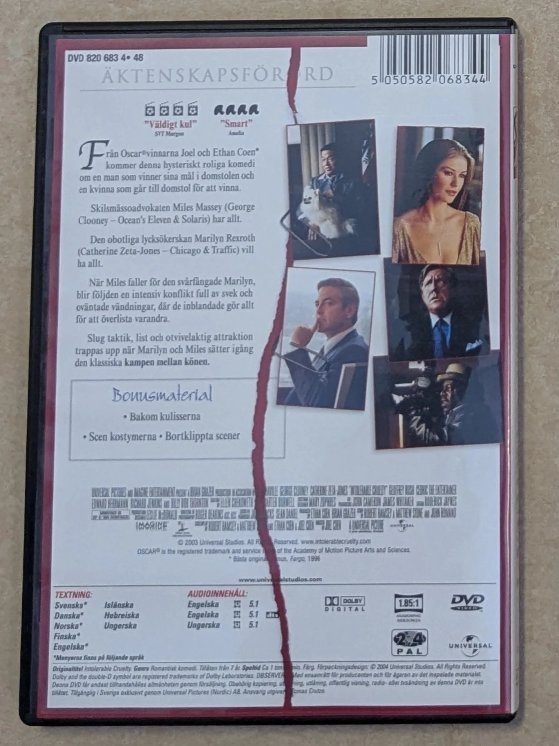 Intolerable CRUELTY , DVD - 1