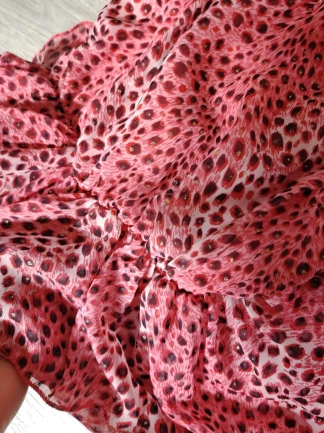 Rosa volangblus med leopardmönster💖 y2k - 6