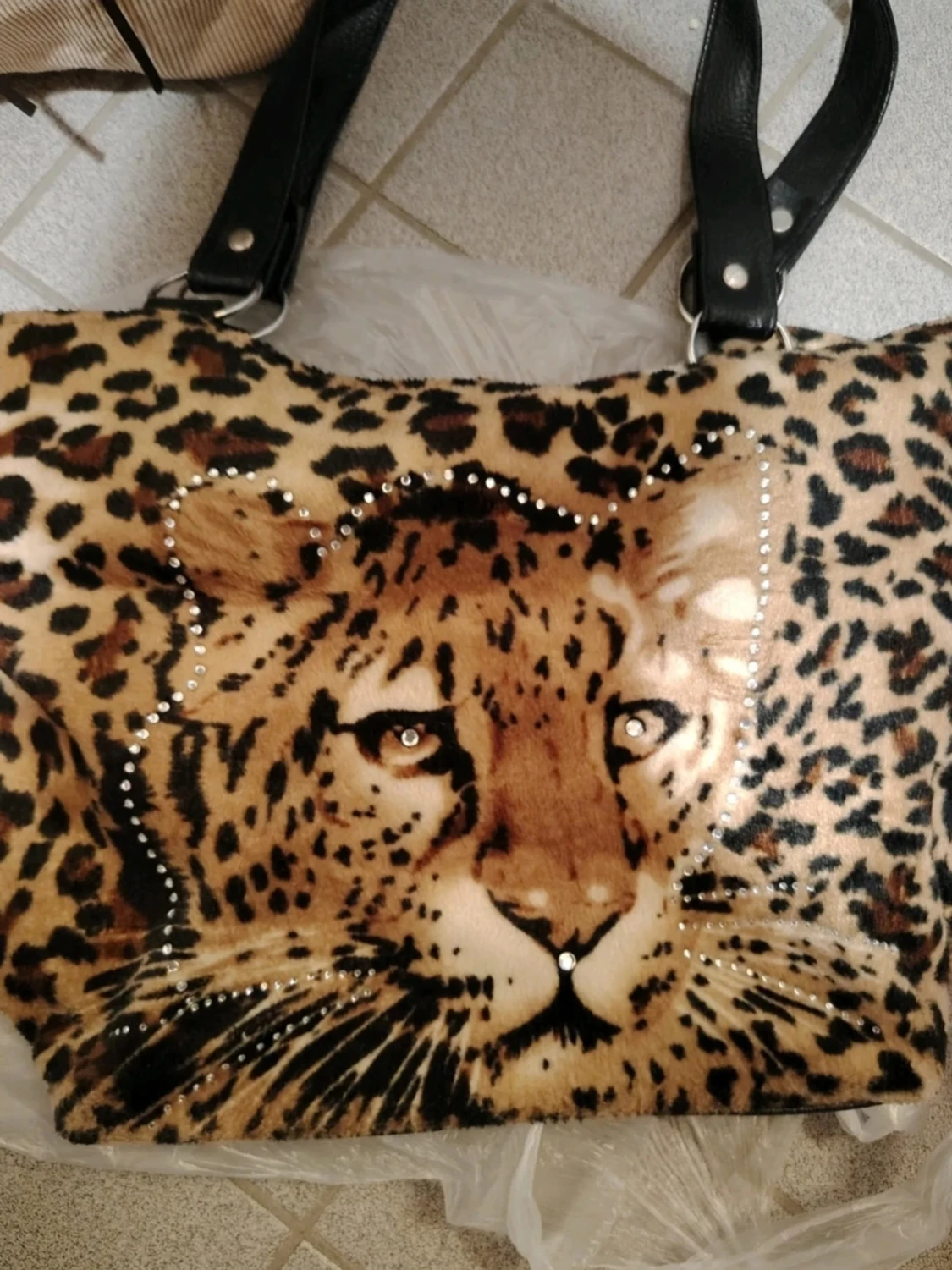 Leopardmönstrad handväska med kattmotiv🐆❤️  - 5