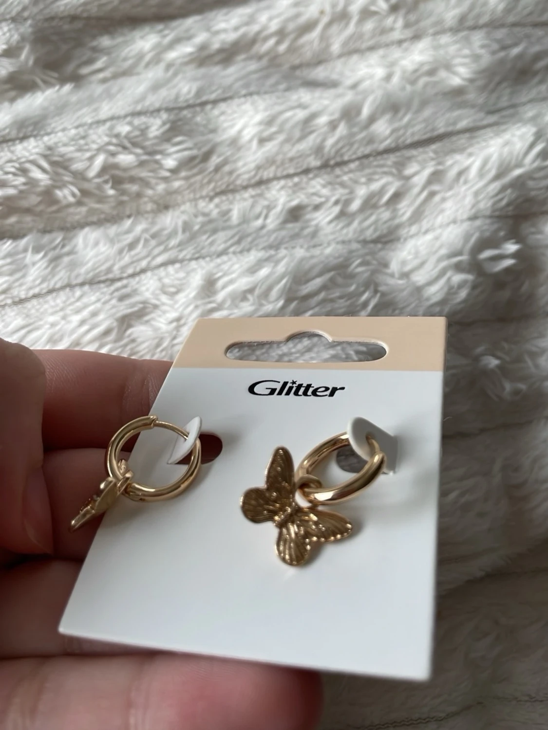 Guldiga örhängen med fjärilar Glitter - 2