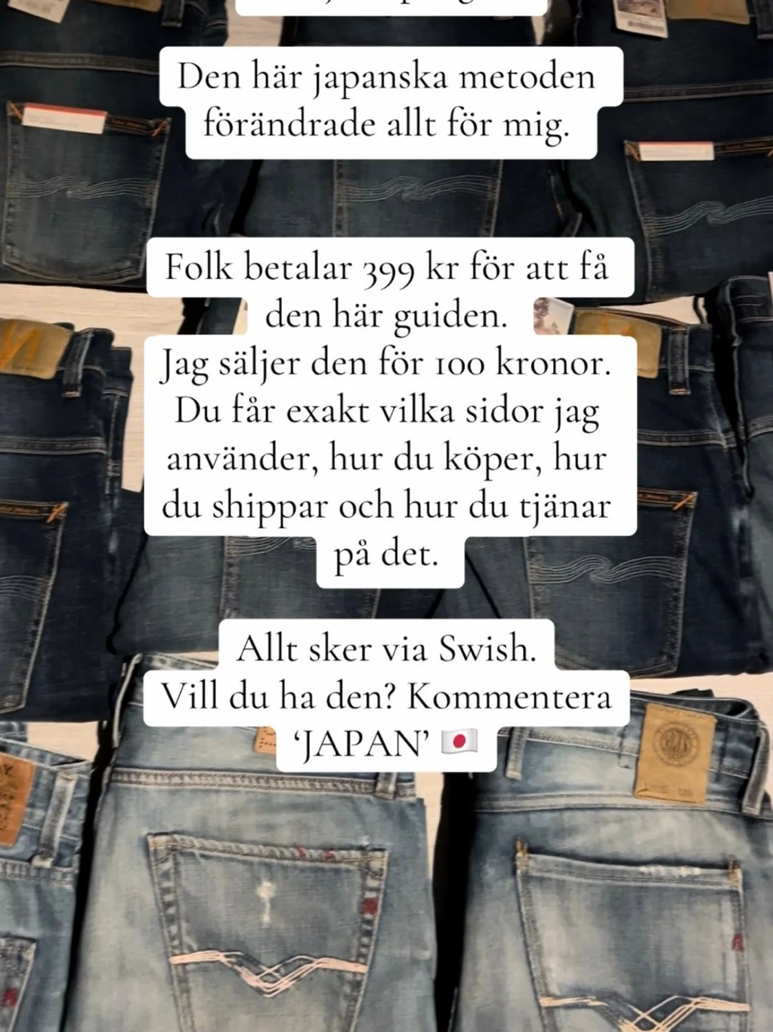 Blåa japanska jeans med detaljer