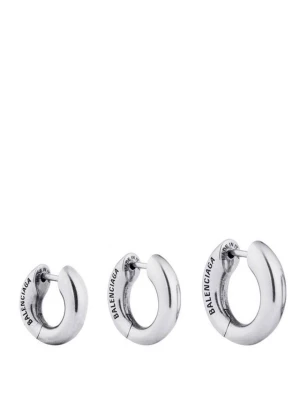 Balenciaga - Balenciaga sharp logo hoop earrings set of 3 in sterling silver