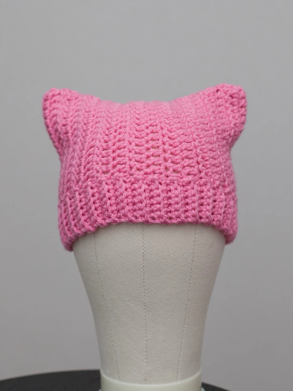 Crochet cat beanie virkad kattmössa rosa