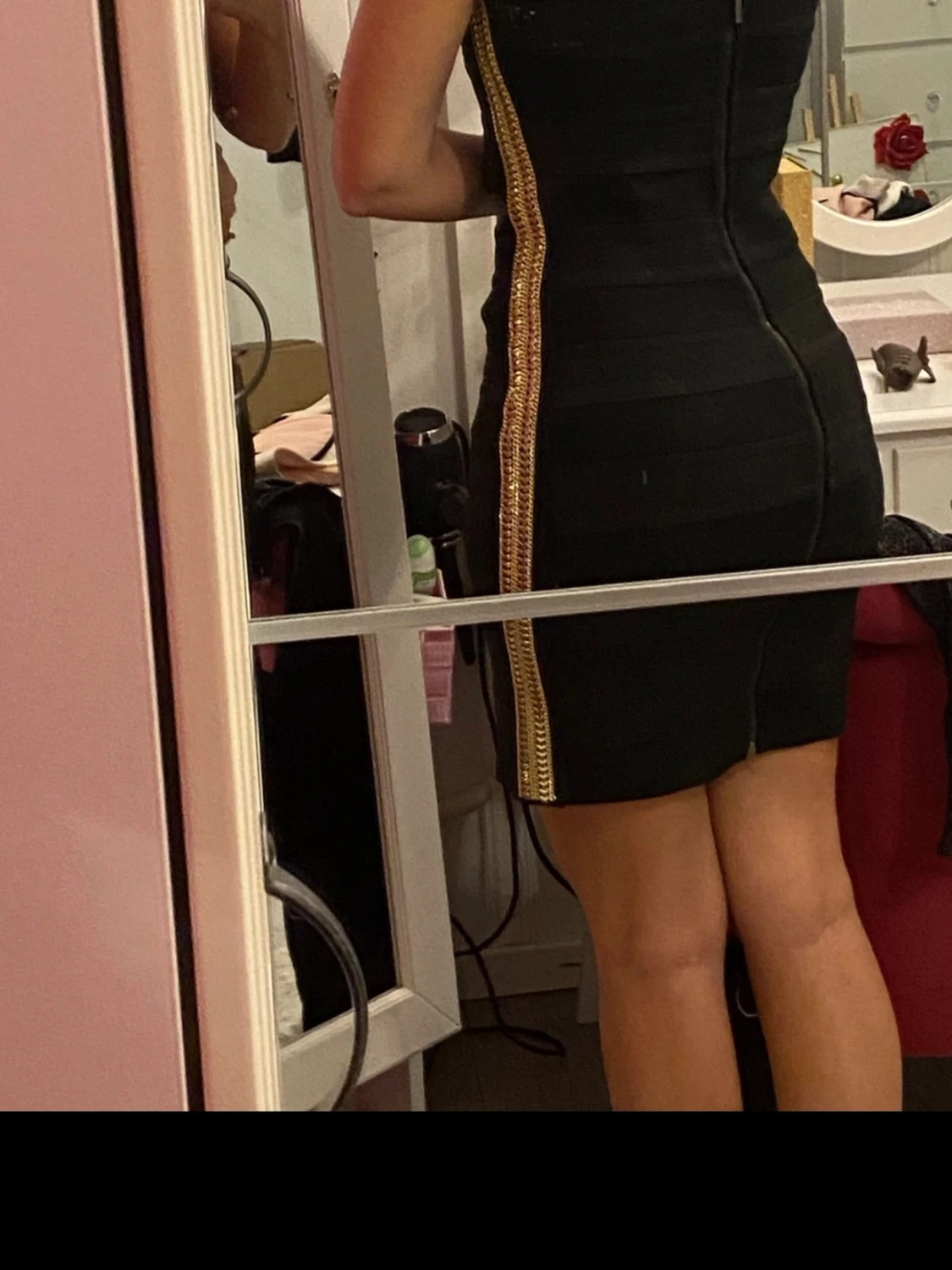 Svart axelbandslös kort klänning - 4