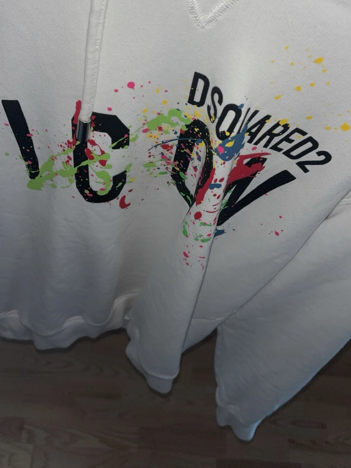 Vit hoodie Dsquared2 ICON färgstänk