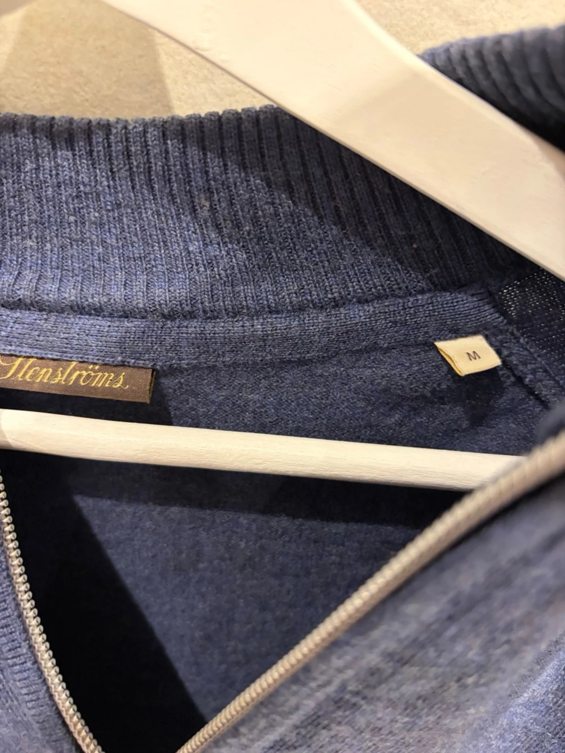 Marinblå merino half zip från Stenströms - 3