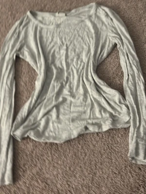 Ljusgrå långärmad tröja - En enkel och tunn ljusgrå långärmad tröja med rund halsringning. Tröjan har en avslappnad passform och är perfekt att styla lager på lager. Materialet ser ut att vara mjukt och bekvämt.