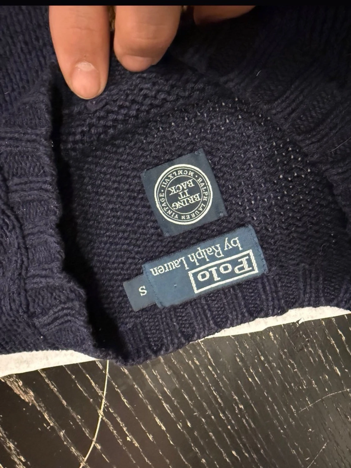 Mörkblå stickad tröja Polo Bear - 6