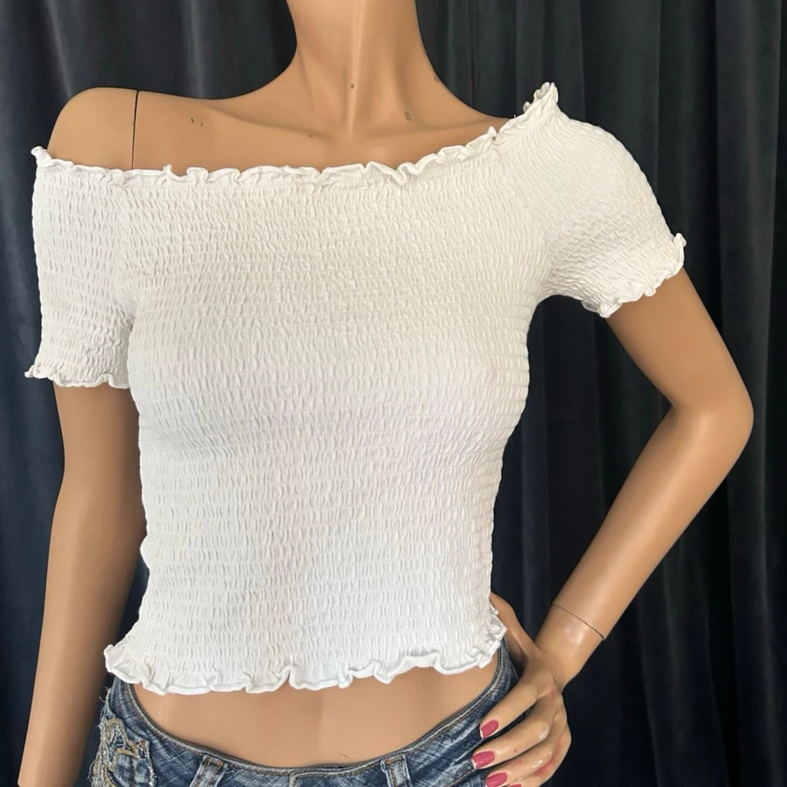Vit offshoulder topp - 4