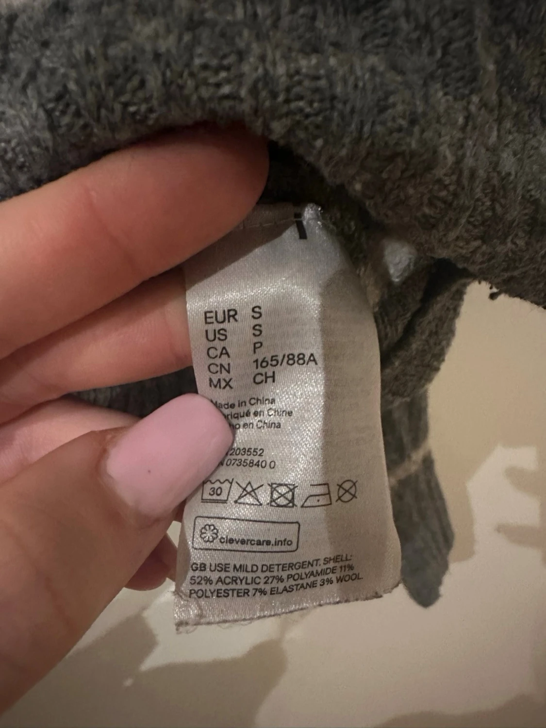 Grönvit randig stickad tröja S - 1