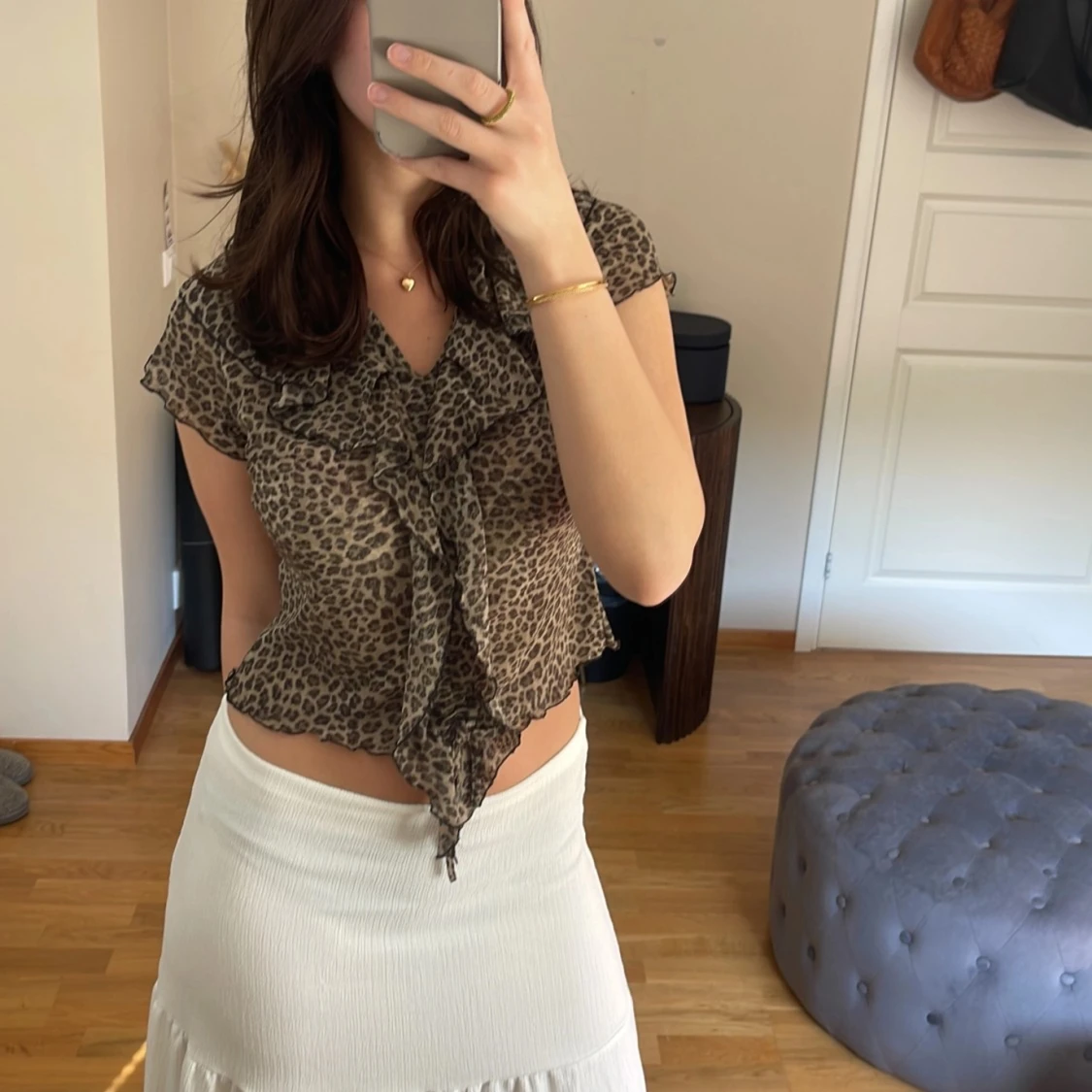 Leopard topp med volanger - 90