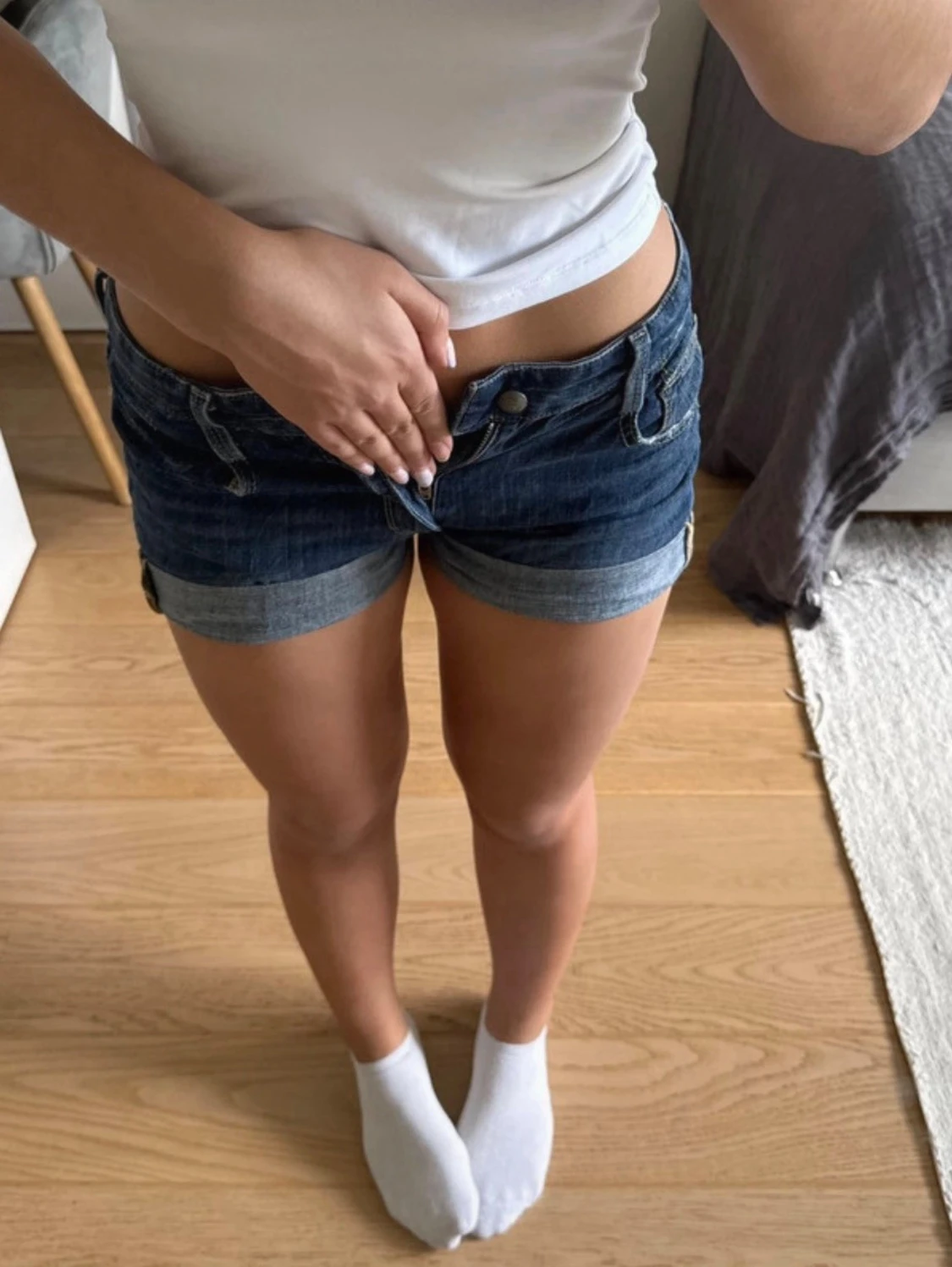 Lågmidjade jeansshorts  - 2